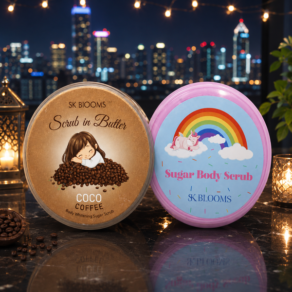 SK BLOOMS Body Scrub Set Coco Coffee And Sugar Body Scrub With Natural Ingredients For Body Whitening And Exfoliation Set Of 2