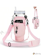 40oz Tumbler Bag with Phone Pocket – Blush Pink Insulated Cup Holder Carrying Bag with Adjustable Strap (Color Pink)